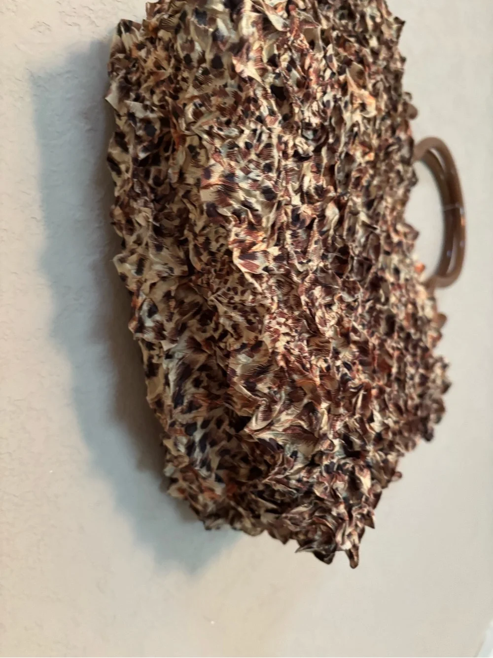 Brown Textured Cloth Tote Bag with Brown Lucite Handles - Picture 11 of 13